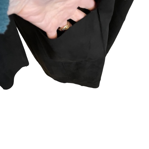 CATHERINE Malandrino Women’s Black Open Drape Cardigan- Size Large Faux Suede - Picture 4 of 10